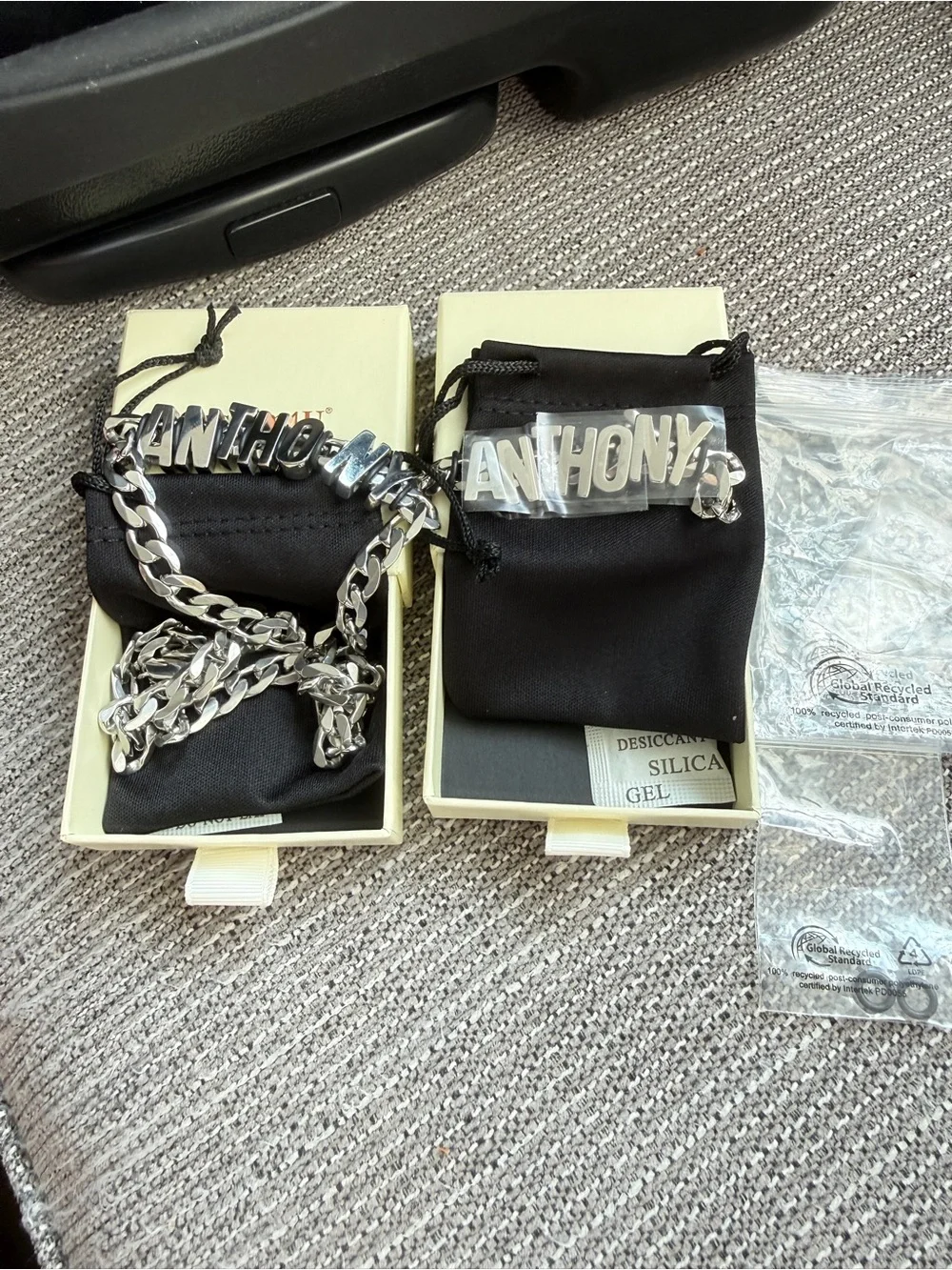 Silver 'ANTHONY' Nameplate Chain Bracelet - Men's Accessory brand new never worn